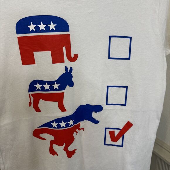 Political Party Tshirt Womens Large Funny T-Rex - Picture 1 of 10